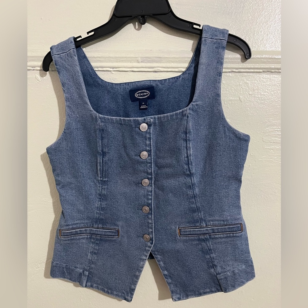 Scoop Blue Denim Button-Up Vest